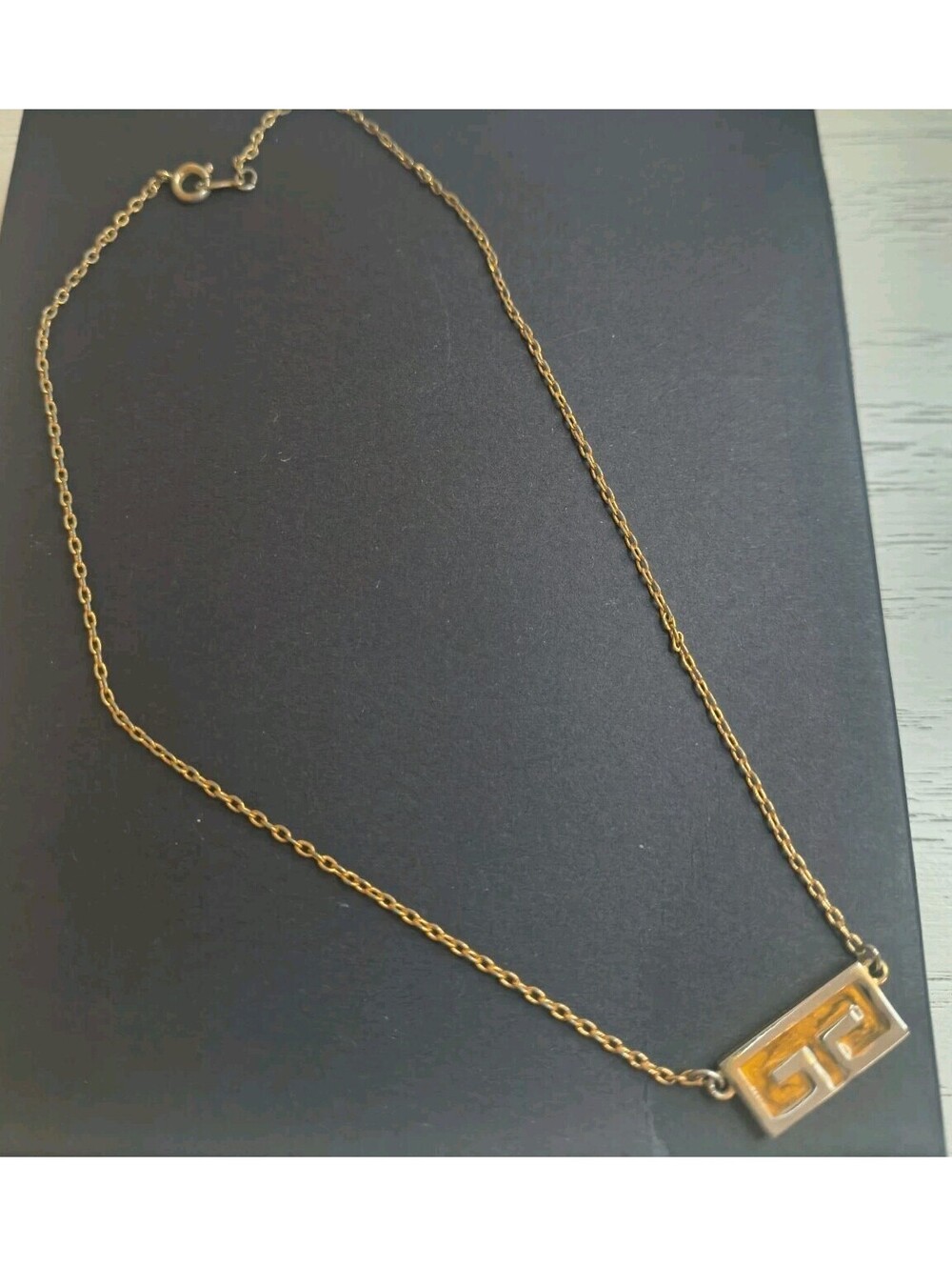 AUTHENTIC Vintage Necklace Givenchy Pendant Double G Chain 1978 STAMPED